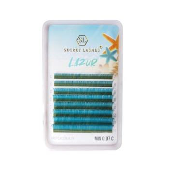 Rzęsy SECRET LASHES Color Lazur D 0.07 7-14mm Mix-8888