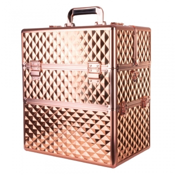 Kuferek kosmetyczny dwuczęściowy 3D ROSE GOLDEN-9090